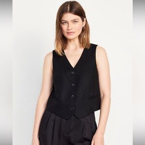 Old Navy Women’s Linen Blend Black Vest